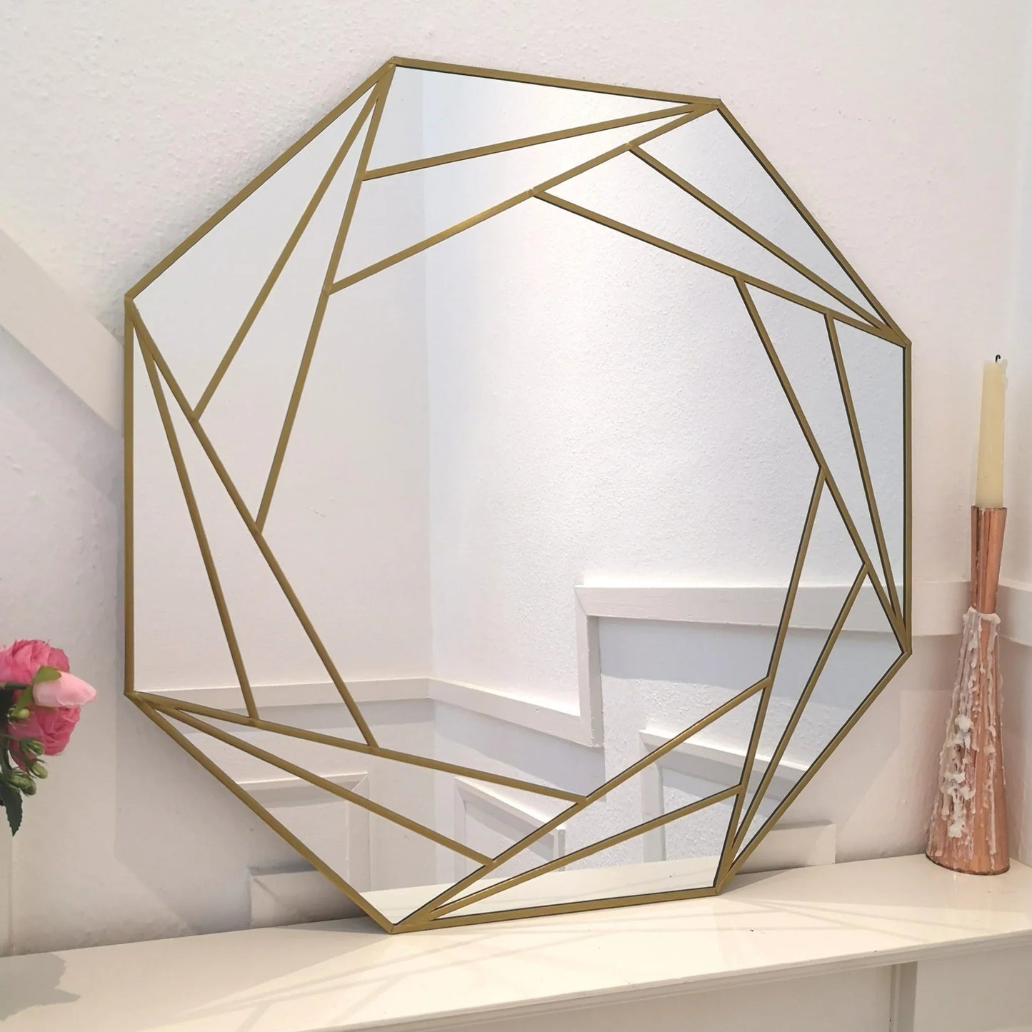 مرايا حائط بإطار خشب، 80*2*80 سم