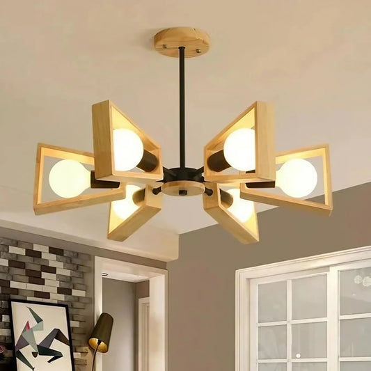 نجفة ستيل وخشب، 70*40 سم