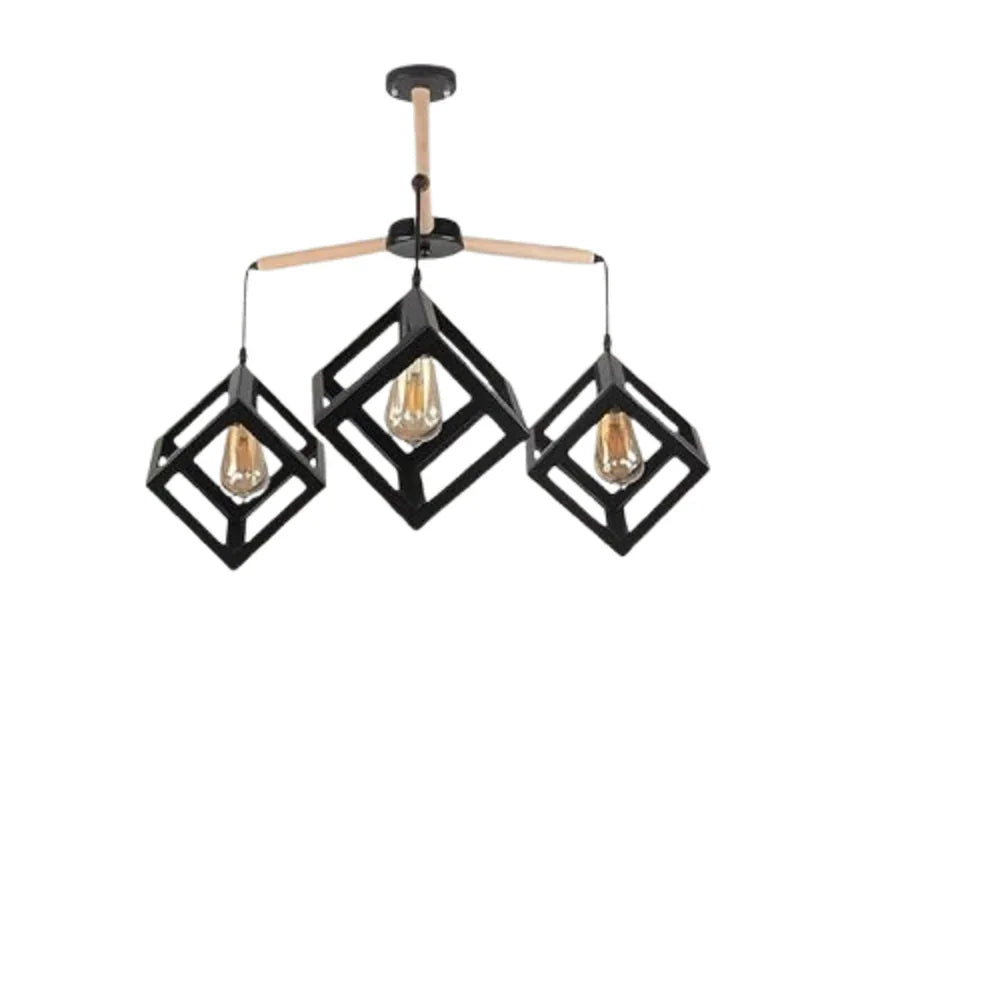 نجفة ستيل وخشب، 60*60 سم