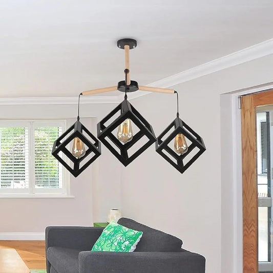 نجفة ستيل وخشب، 60*60 سم