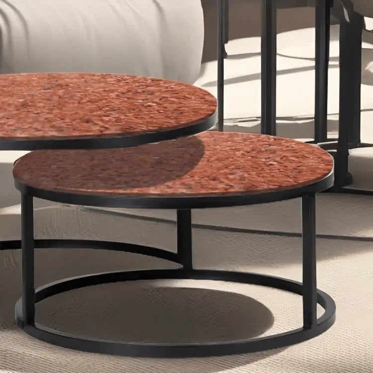 ترابيزة قهوة متداخلة معدن بسطح جرانيت - LUS30 - Homix