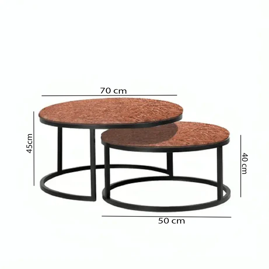 ترابيزة قهوة متداخلة معدن بسطح جرانيت - LUS30