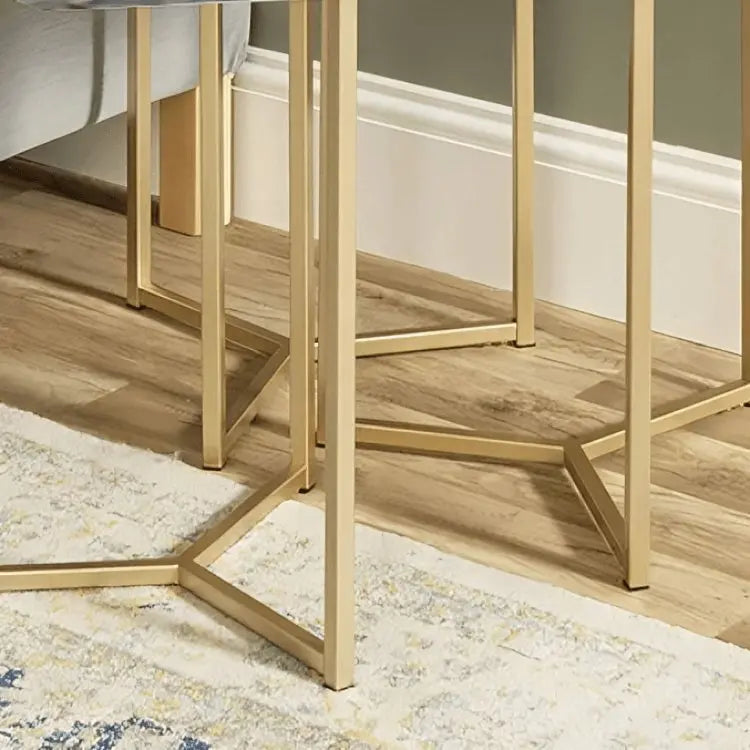 طقم ترابيزات جانبية معدن بسطح جرانيت، 3 قطع