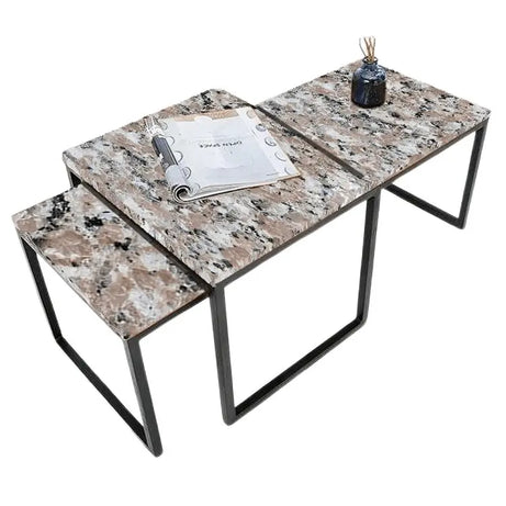 طقم ترابيزات قهوة معدن بسطح جرانيت - LUS38 - Homix