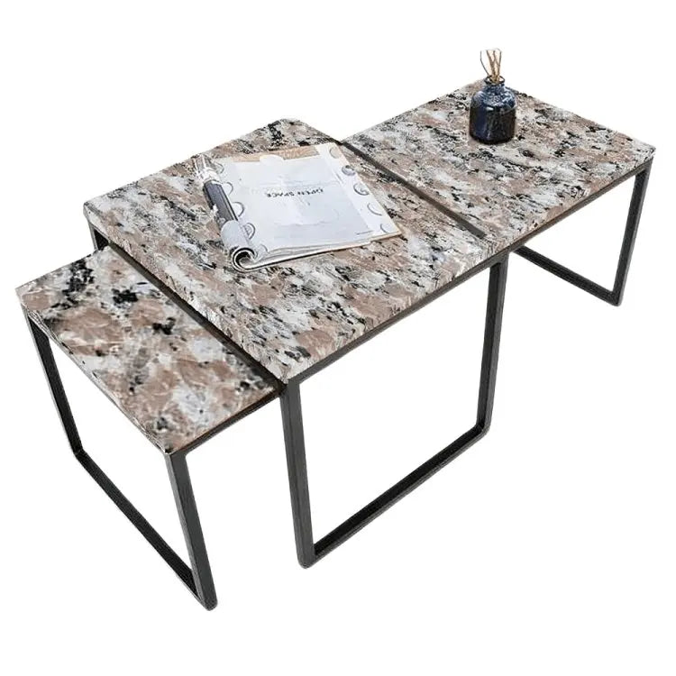 طقم ترابيزات قهوة معدن بسطح جرانيت - LUS38 - Homix