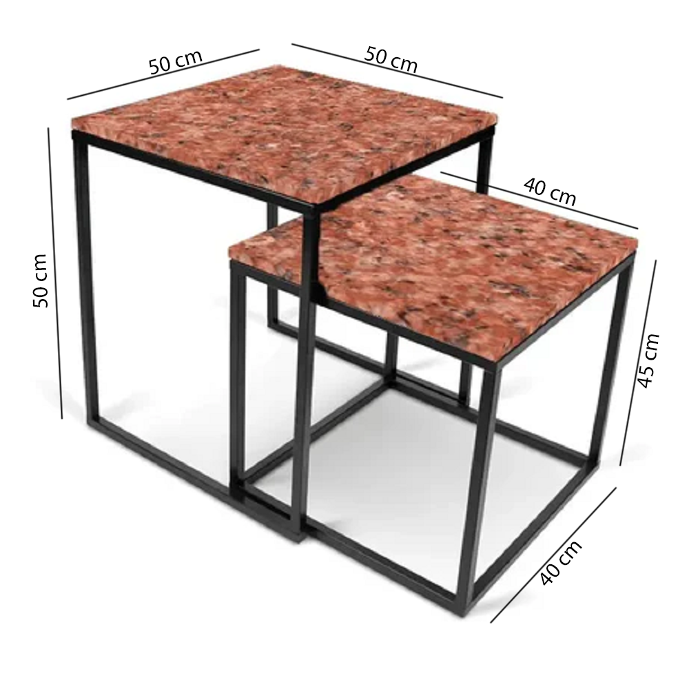 ترابيزة قهوة معدن بسطح جرانيت - LUS42
