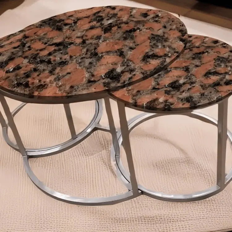 ترابيزة قهوة متداخلة معدن بسطح جرانيت - LUS59 - Homix