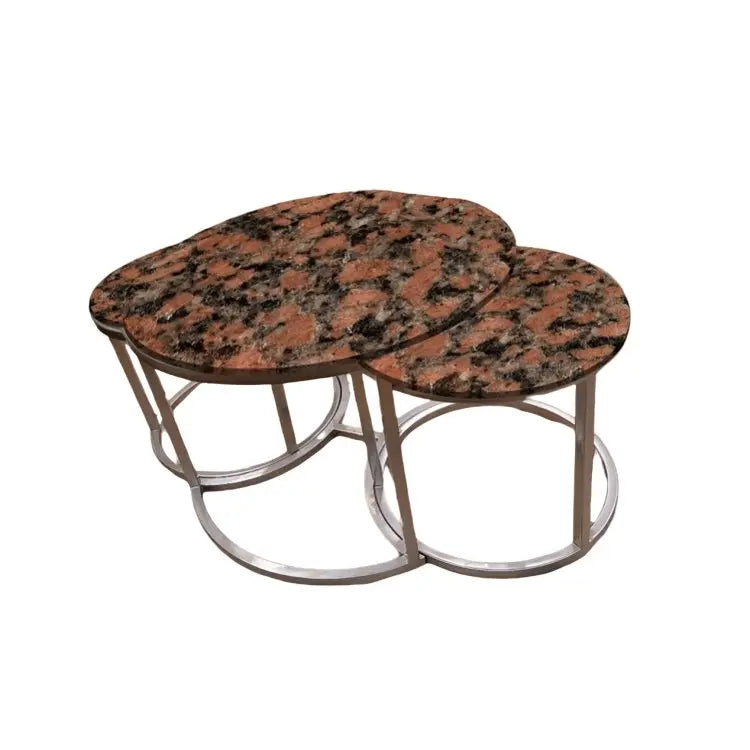 ترابيزة قهوة متداخلة معدن بسطح جرانيت - LUS59 - Homix