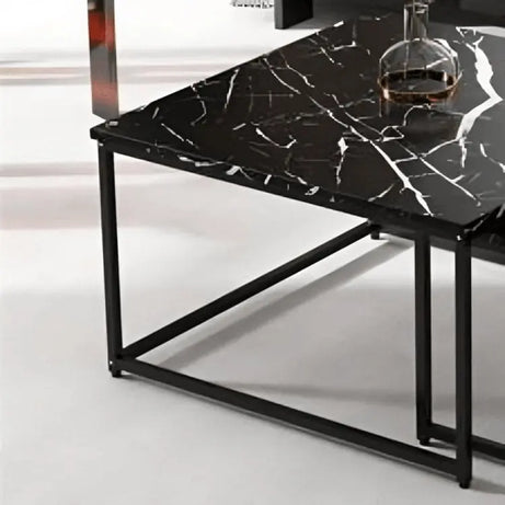 ترابيزة قهوة متداخلة حديد بسطح جرانيت - LUS64 - Homix