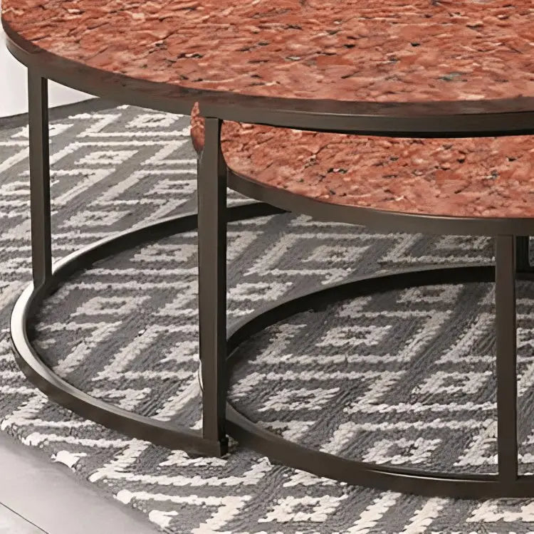 ترابيزة قهوة مزدوجة معدن و وجرانيت - LUS7 - Homix