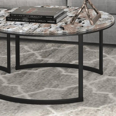 ترابيزة قهوة متداخلة حديد بسطح جرانيت - LUS74 - Homix