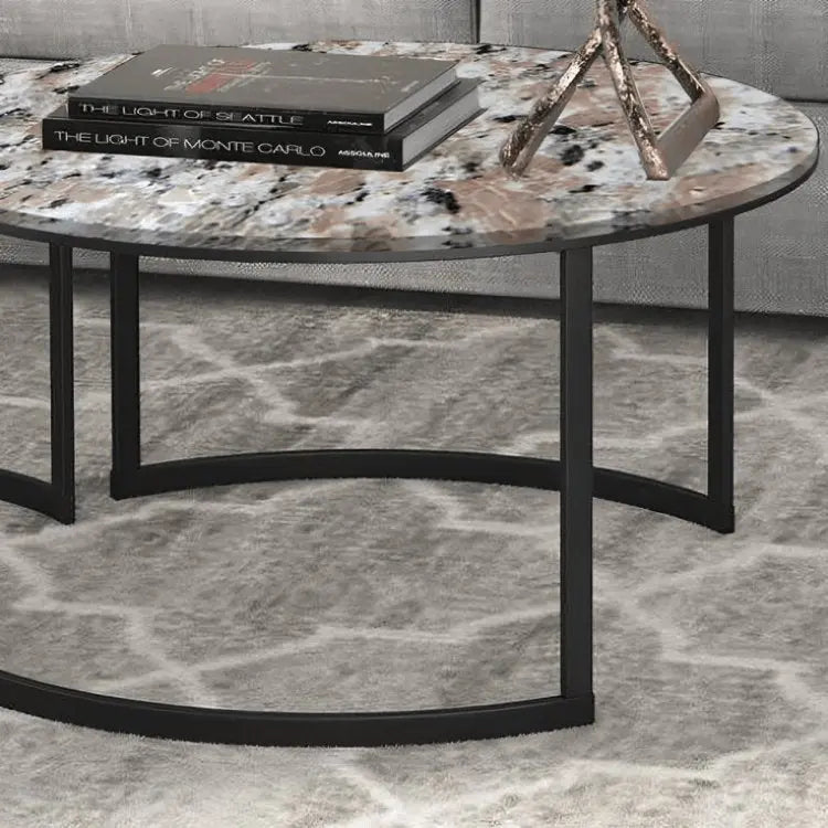 ترابيزة قهوة متداخلة حديد بسطح جرانيت - LUS74 - Homix