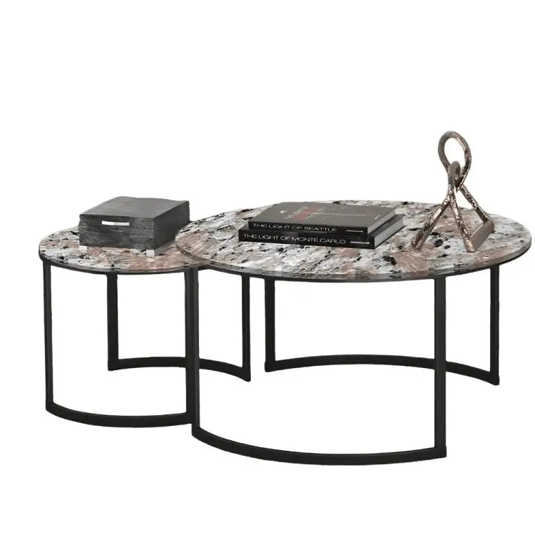 ترابيزة قهوة متداخلة حديد بسطح جرانيت - LUS74 - Homix