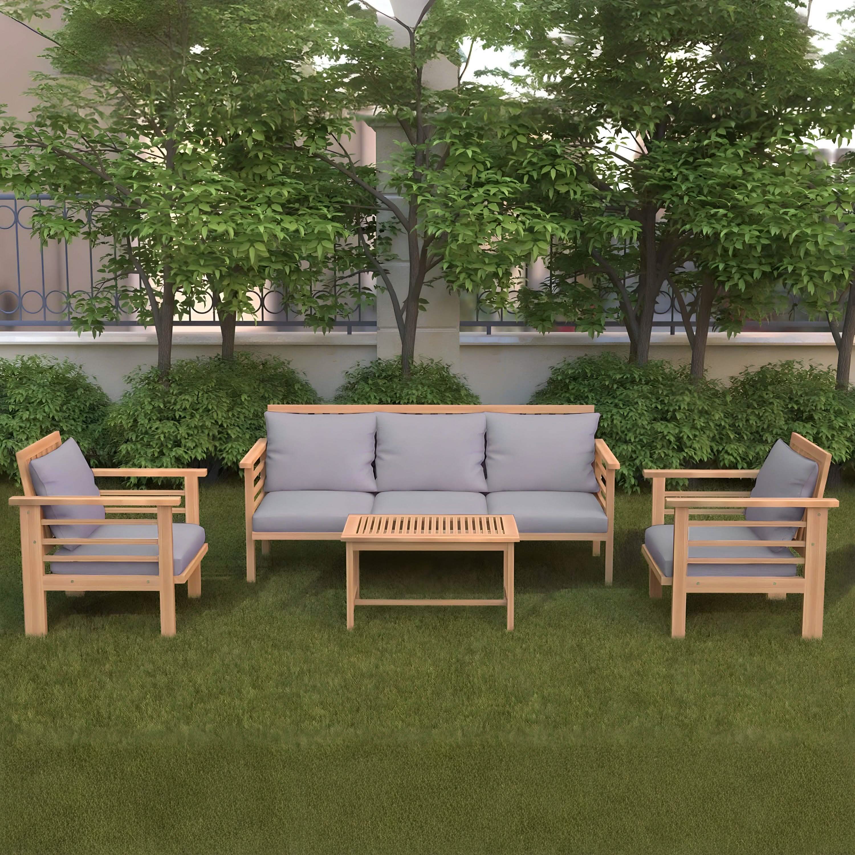 تسوق الأن من هومكس  طقم خارجي خشب زان*قماش ووتر بروف - MAR19 بأفضل سعر وأفضل جودة