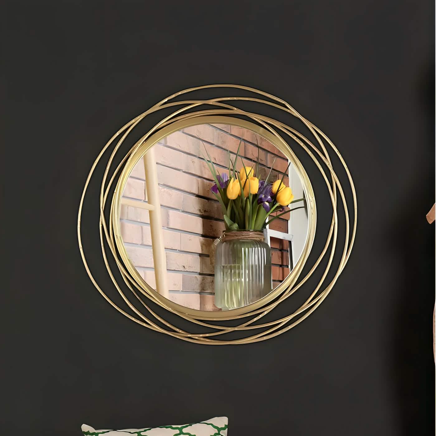 مرايا حائط بإطار ستيل، 80 سم 