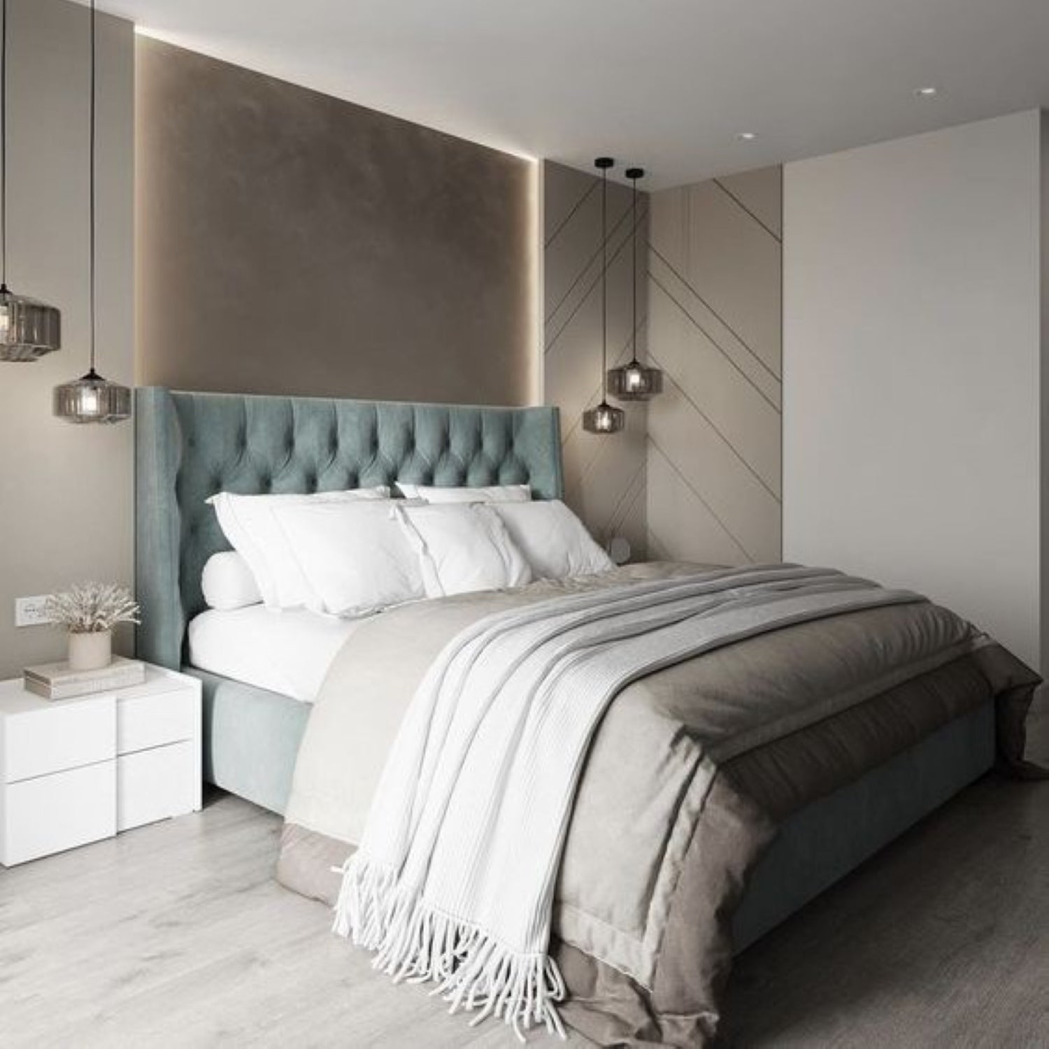 سرير كينج خشب ام دي اف و زان، 160*200*120 سم