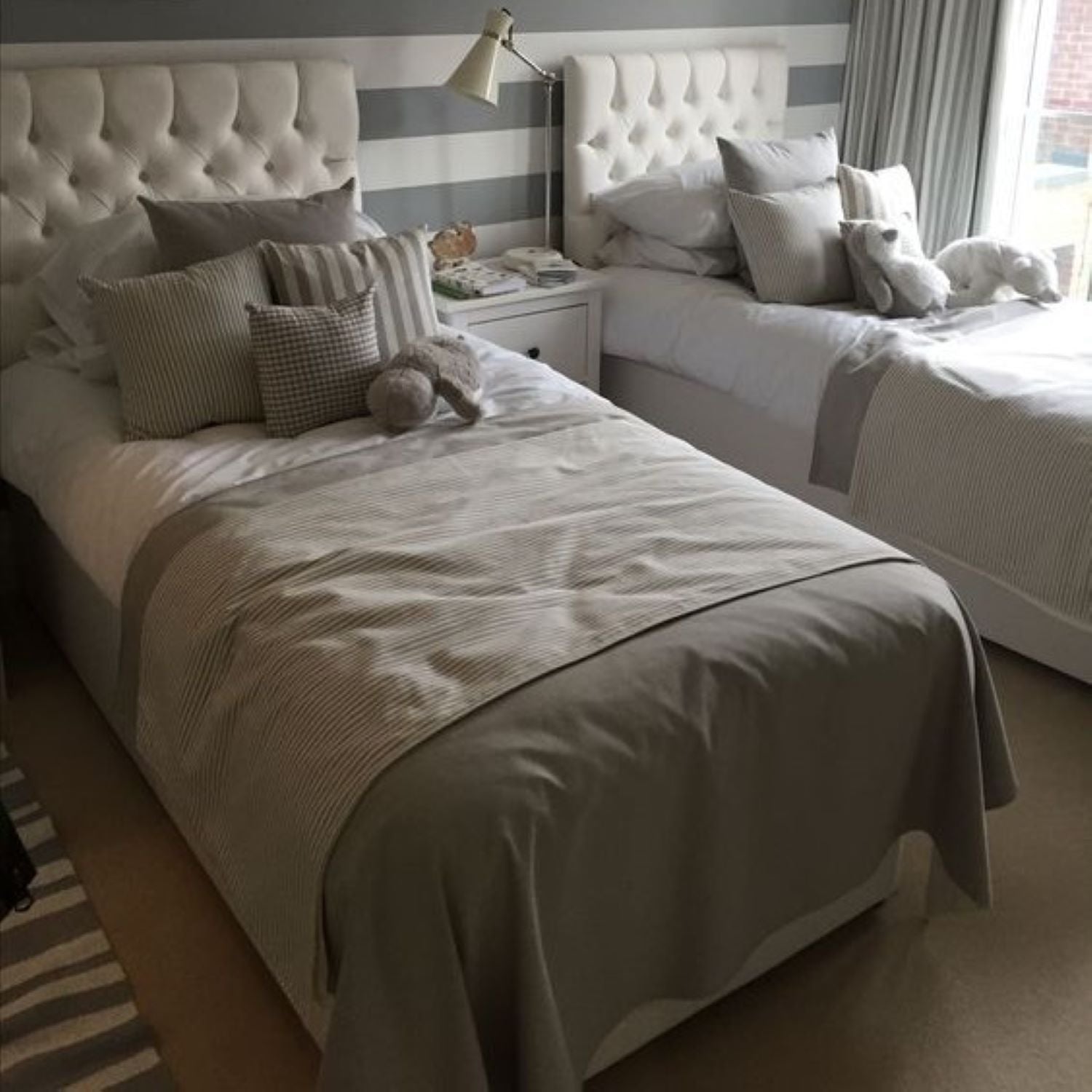 سريرين فردي خشب ام دي اف و زان، 100*200*120 سم