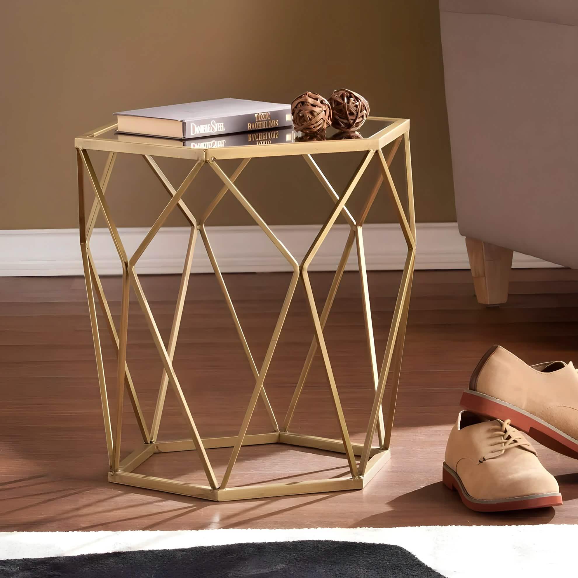 ترابيزة جانبية زجاج 50*50*60 سم - RON70 Royal Iron