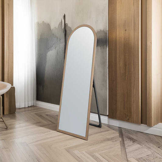 مرايا ارشيد استاند خشب ام دي اف، 70*170 سم - ذهبي