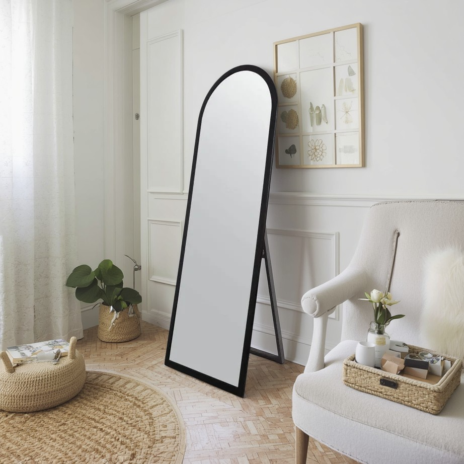 مرايا ارشيد استاند خشب ام دي اف، 60*170 سم - أسود