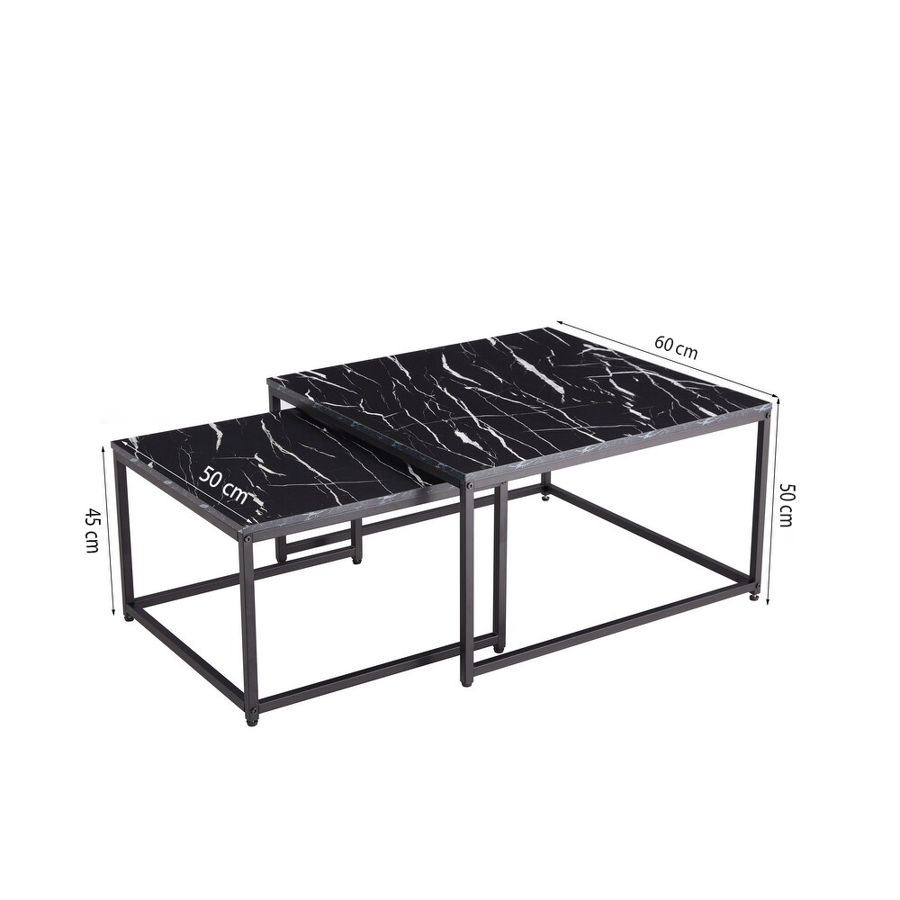 ترابيزة قهوة متداخلة حديد بسطح جرانيت - LUS64