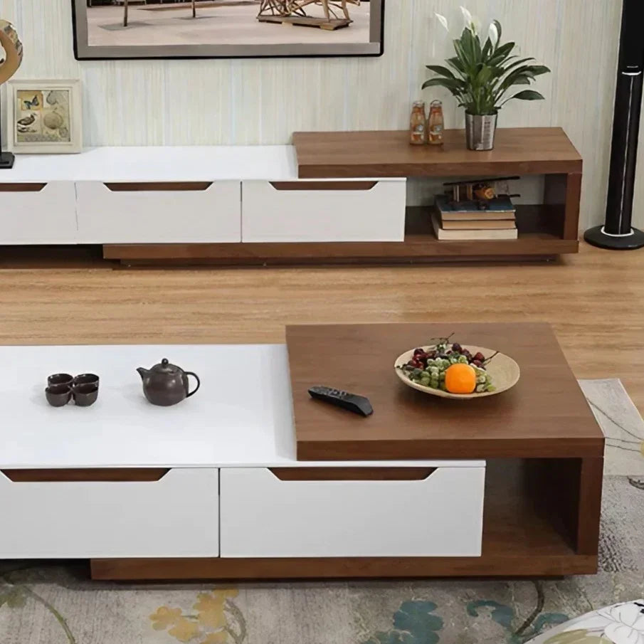 طقم ترابيزة تليفزيون مع ترابيزة قهوة، قطعتين