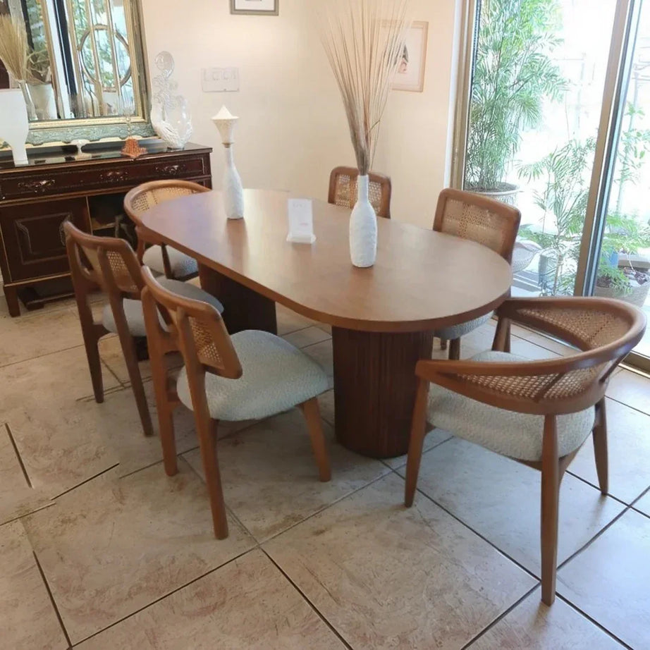 طقم سفرة خشب زان و كونتر، 7 قطع