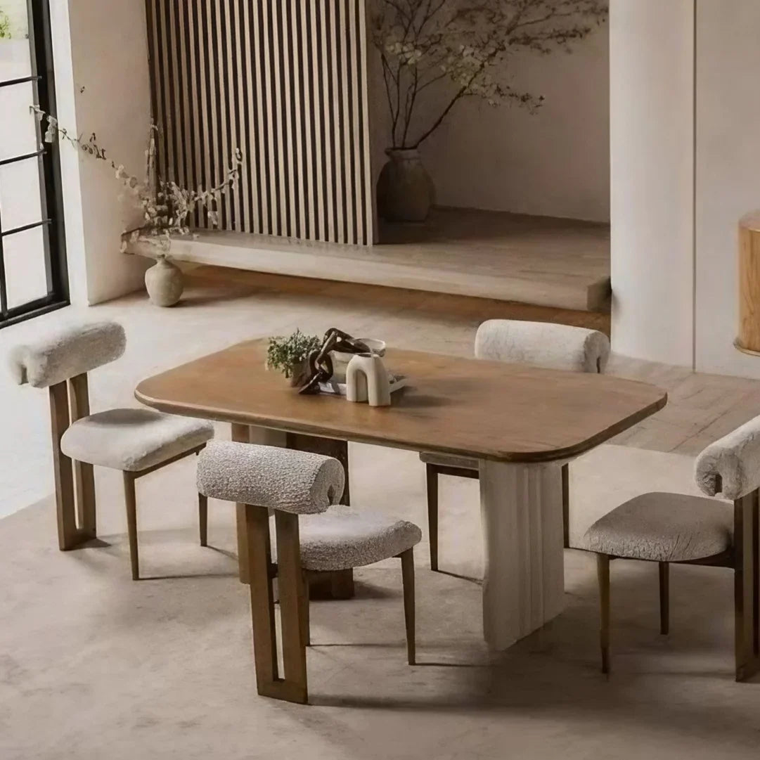 طقم سفرة خشب زان و كونتر، 5 قطع