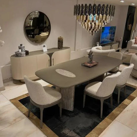 طقم سفرة خشب زان و كونتر، 7 قطع