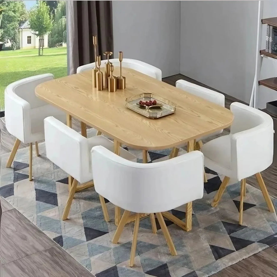 طقم سفرة خشب زان و كونتر، 7 قطع