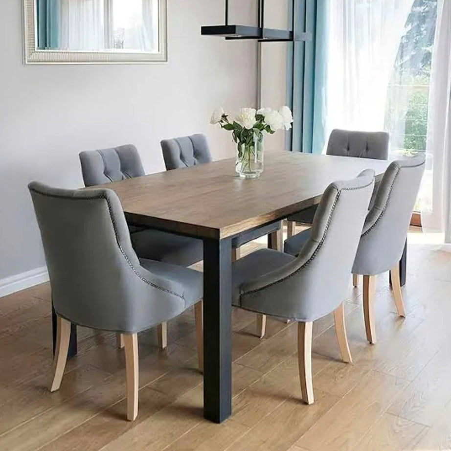 طقم سفرة خشب زان و كونتر، 7 قطع