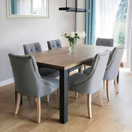 طقم سفرة خشب زان و كونتر، 7 قطع