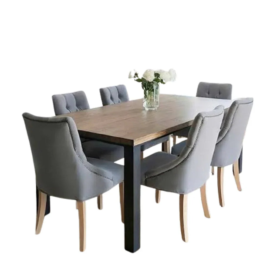 طقم سفرة خشب زان و كونتر، 7 قطع