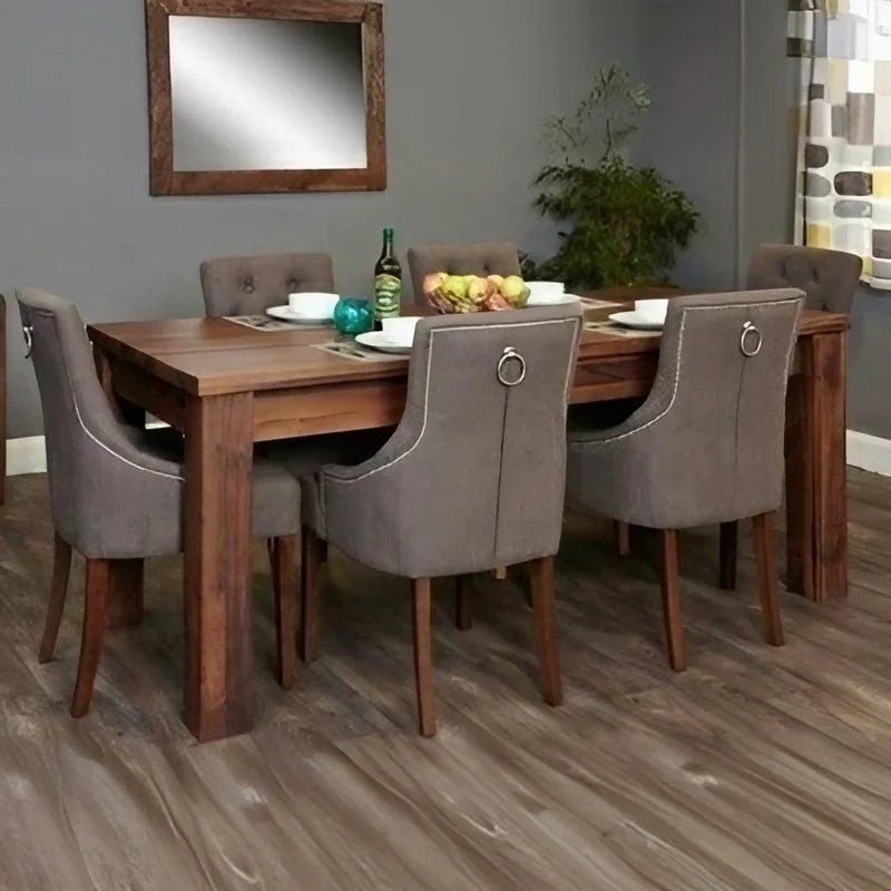 طقم سفرة خشب زان و كونتر، 7 قطع