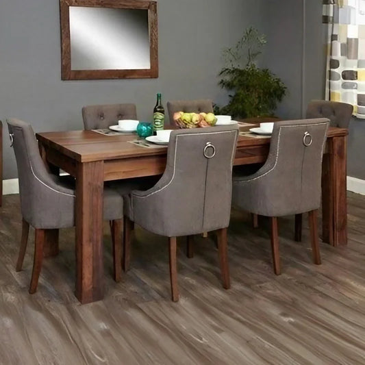 طقم سفرة خشب زان و كونتر، 7 قطع