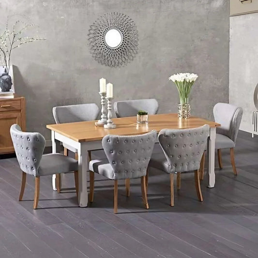 طقم سفرة خشب زان و كونتر، 7 قطع