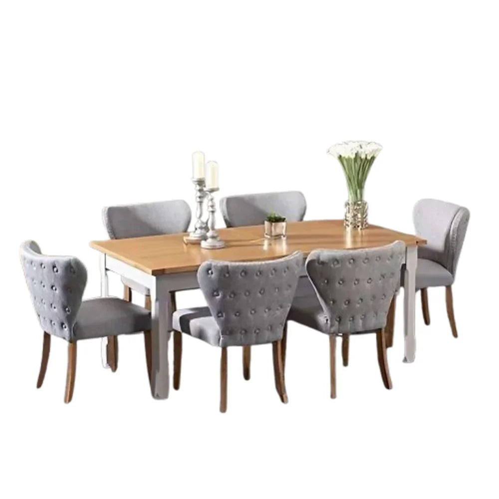 طقم سفرة خشب زان و كونتر، 7 قطع