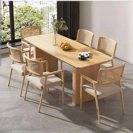 طقم سفرة خشب زان و كونتر، 7 قطع