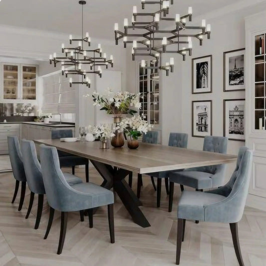 طقم سفرة خشب زان و كونتر، 9 قطع