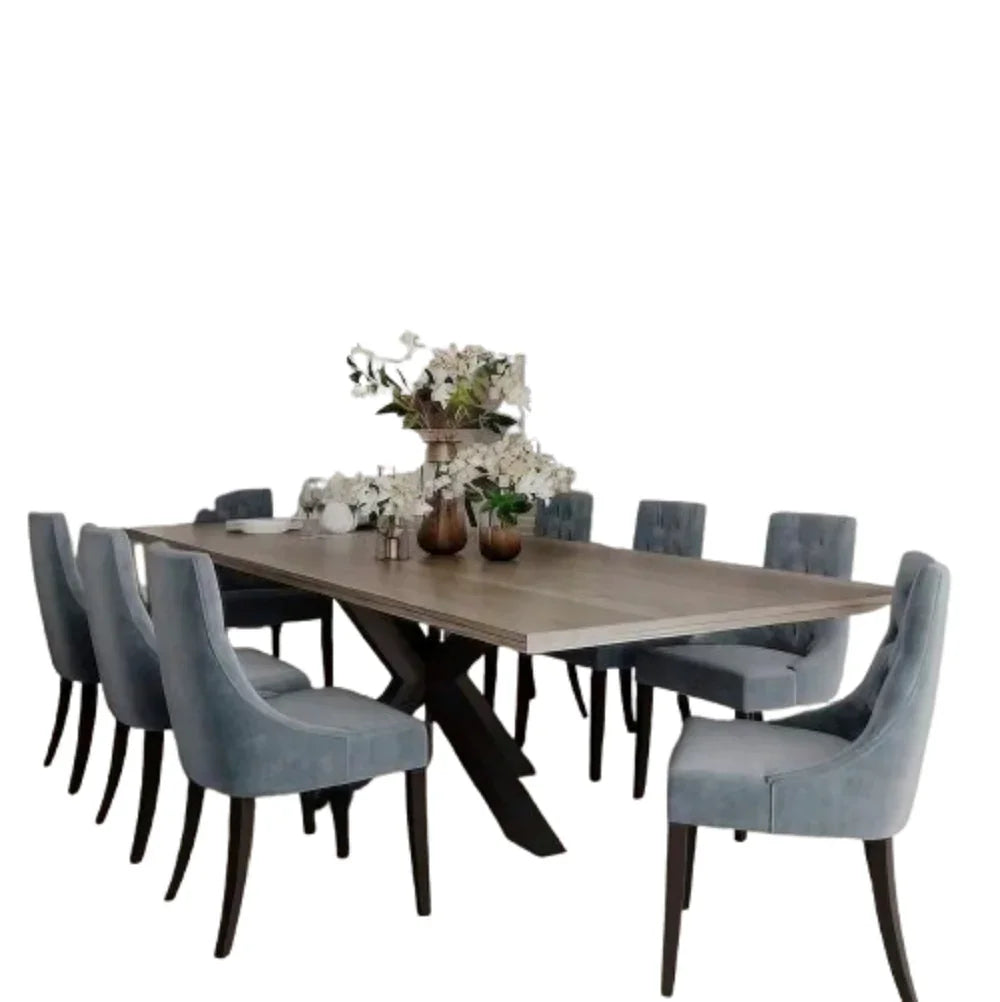 طقم سفرة خشب زان و كونتر، 9 قطع