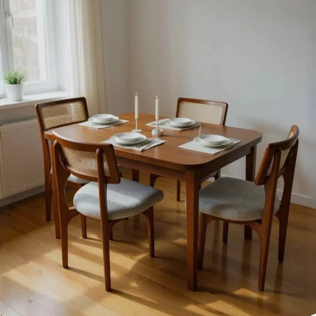 طقم سفرة خشب زان و كونتر، 5 قطع