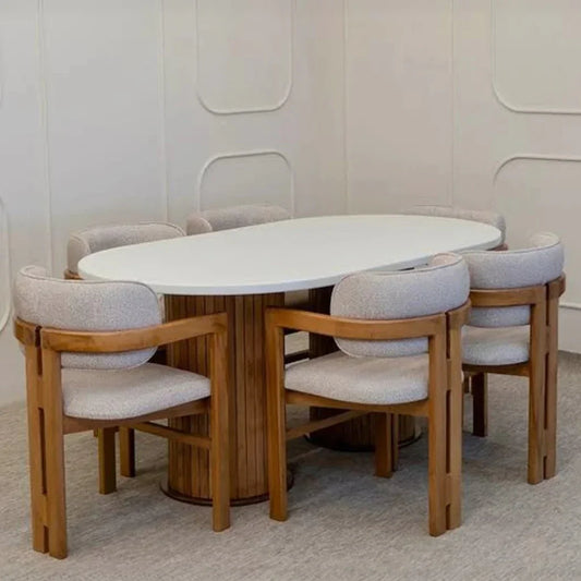 طقم سفرة خشب زان و كونتر، 7 قطع