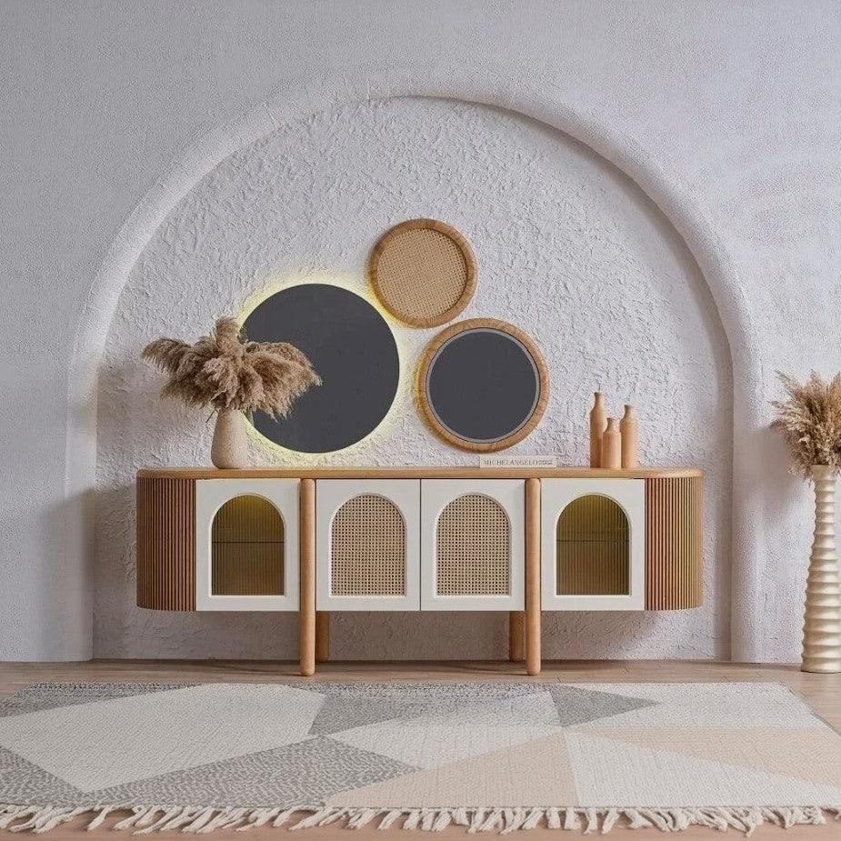 بوفيه خشب زان و كونتر، 210*48*97 سم