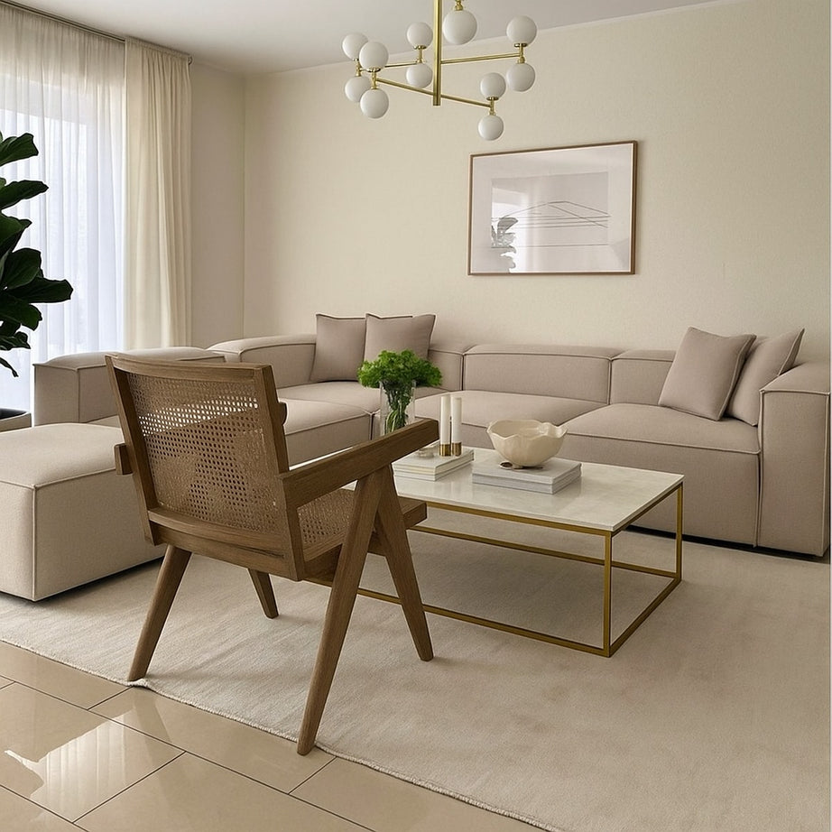 ركنة و 2 بف خشب زان، 295*265*85*75 سم