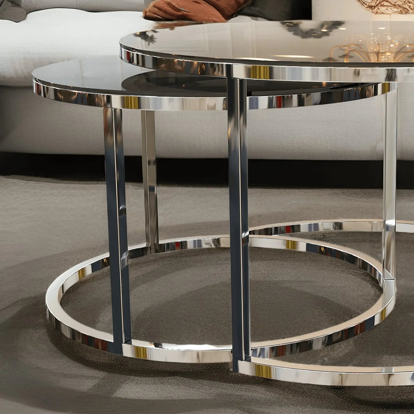 ترابيزة قهوة فضي ستانلس ستيل - RAX17 - Homix