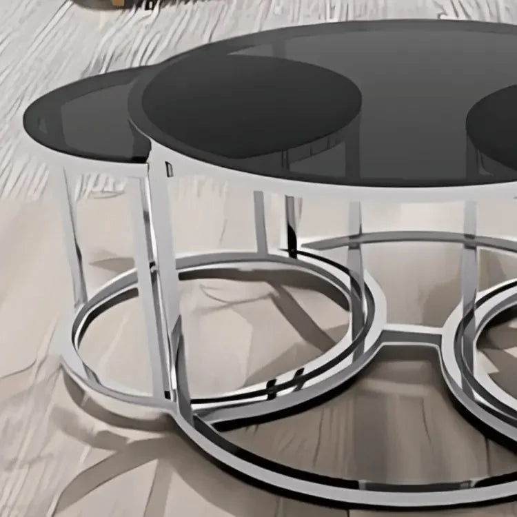 ترابيزة قهوة ستانلس ستيل بسطح زجاج - RAX24 - Homix