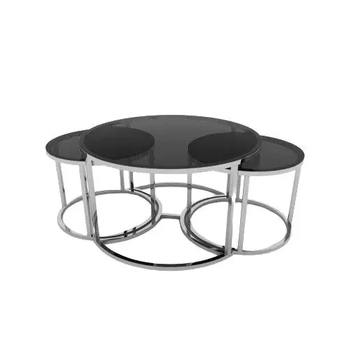 ترابيزة قهوة ستانلس ستيل بسطح زجاج - RAX24 - Homix