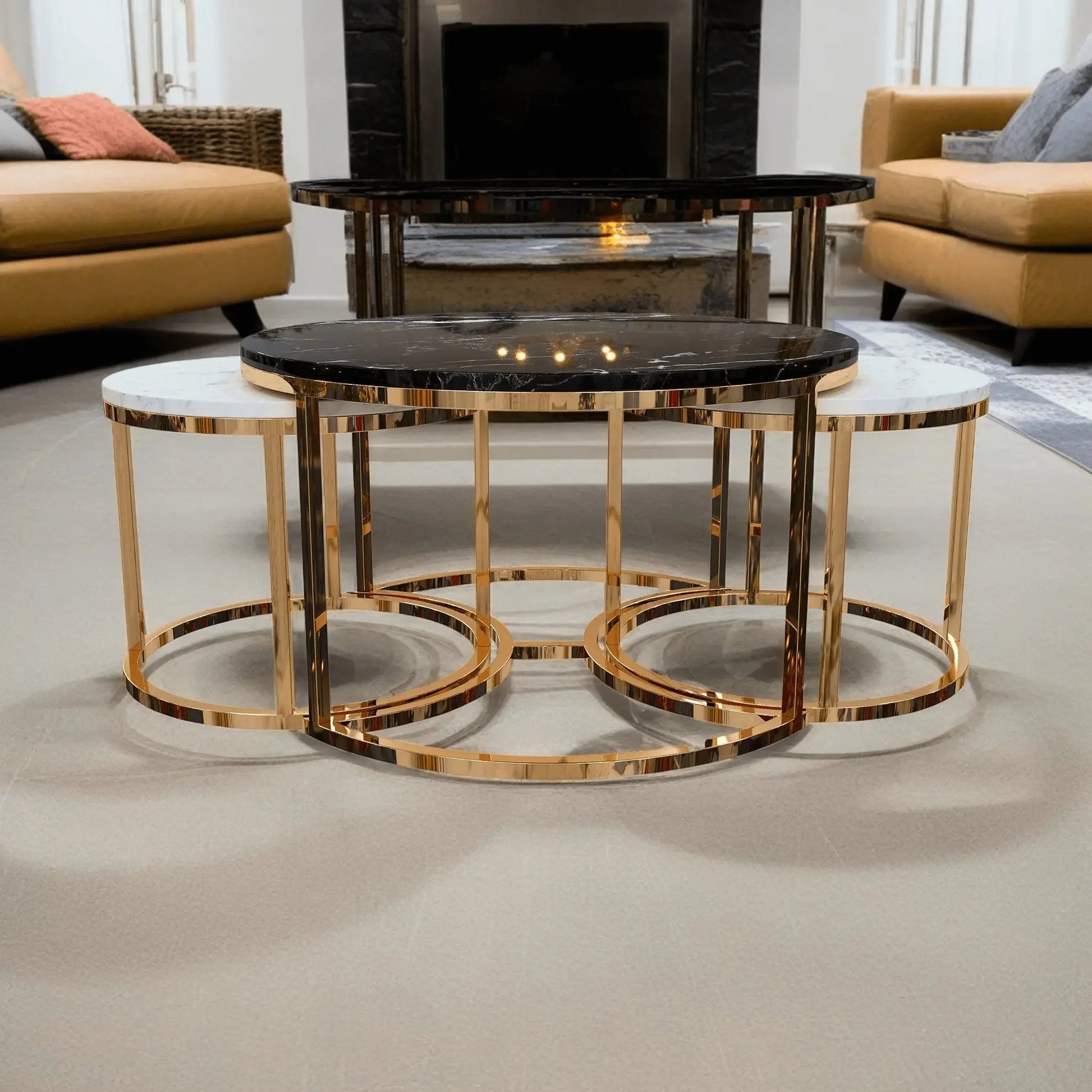 ترابيزة قهوة متداخلة بسطح رخام - RAX26 - Homix