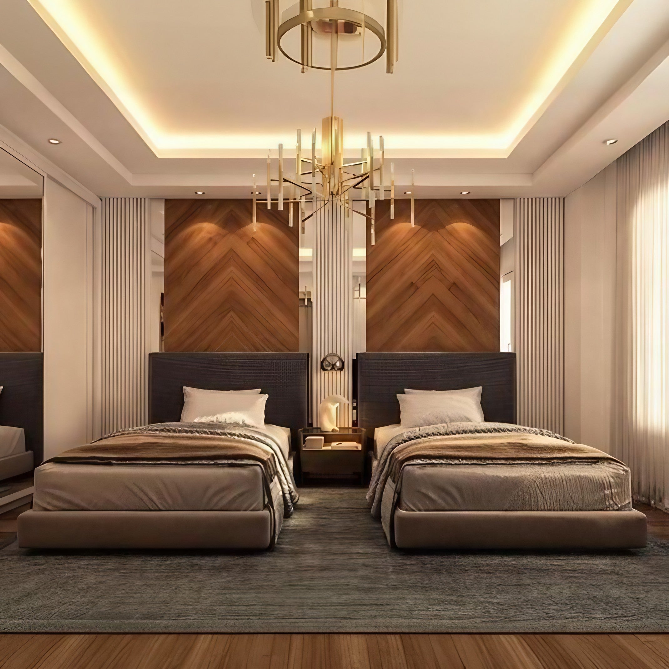 طقم سراير فردي خشب كونتر و زان، 123*205*120 سم - قطعتين