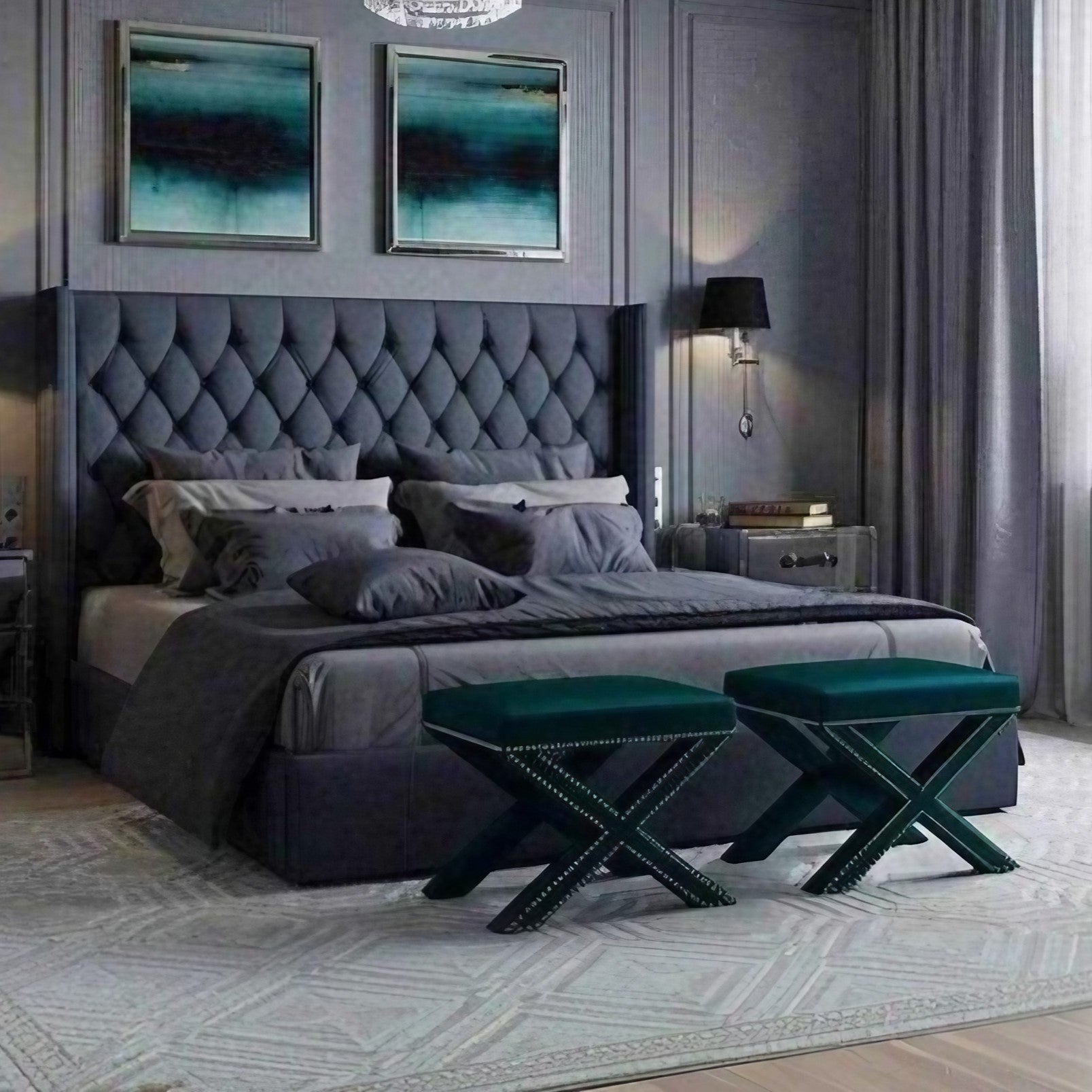 سرير كينج خشب كونتر و زان، 163*205*120 سم